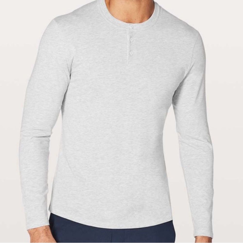 lululemon 5 Year Basic Long Sleeve Henley Shirt Light Gray